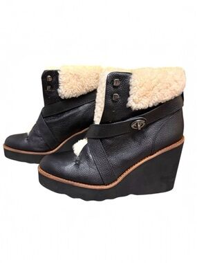 Coach Kenna Shearling Wedge Booties – Size 8 – Excellent Condition